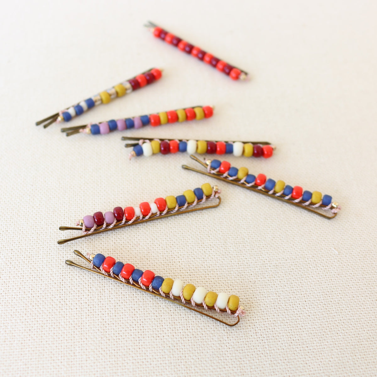 Beaded Hair Pins Color Block Japanese Glass Seed Beads  display picture 2