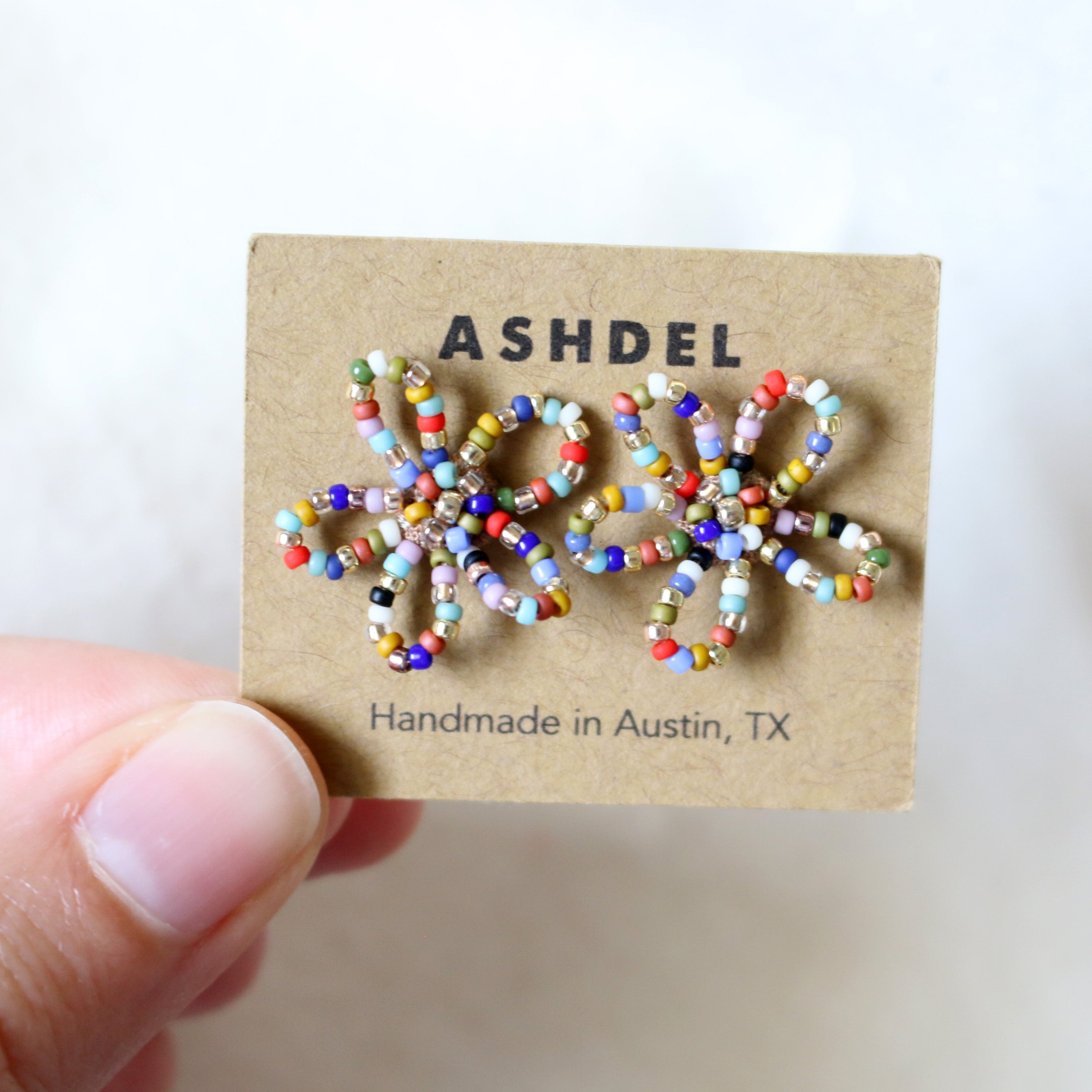 Beaded Flower Studs (Multicolor)