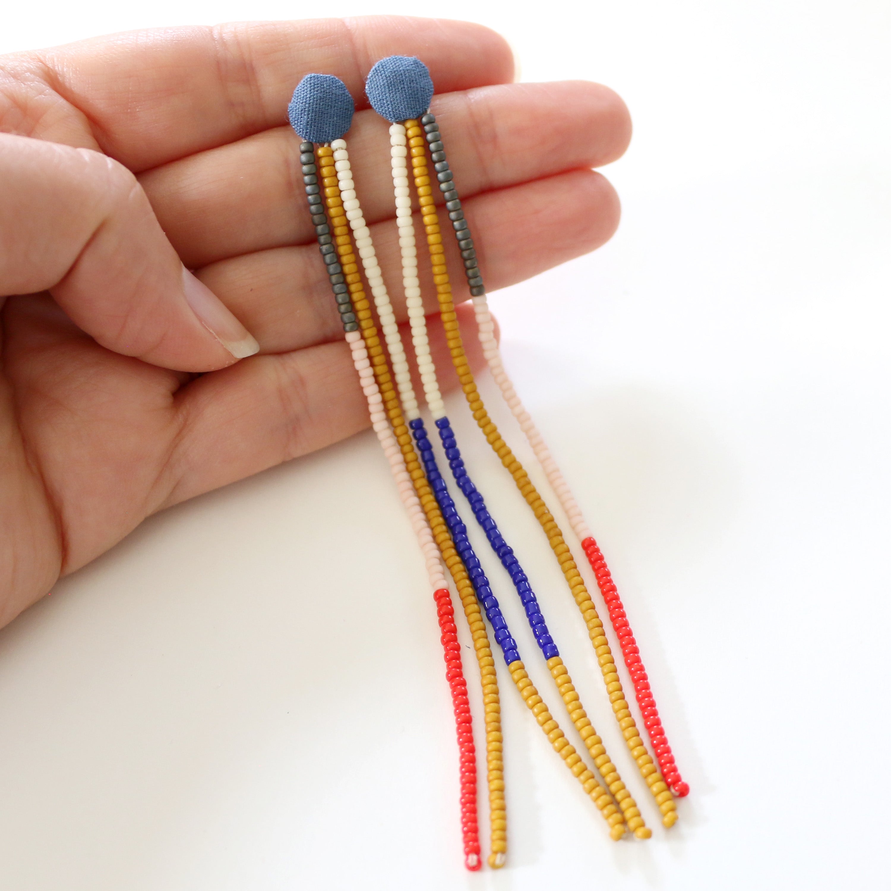 Line Drop Studs (Denim)