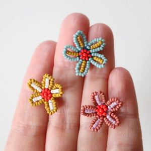 Two-Tone Beaded Flower Studs